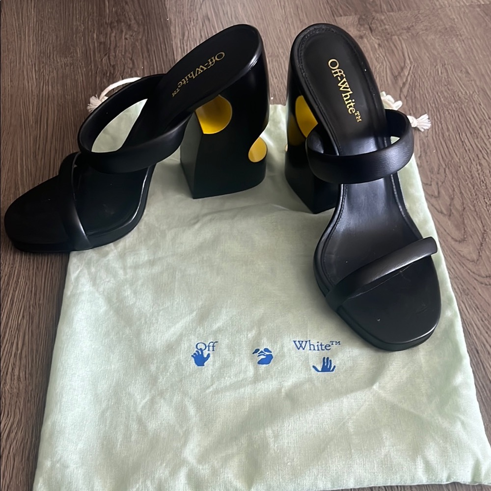 Off-White Pop Meteor Block Heel Mules in size 40